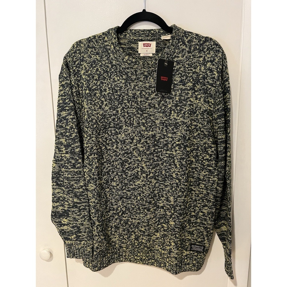 Levi's Mens Pullover Crewneck Sweater Knit Relaxed Fit Size Small NWT Blue Green
